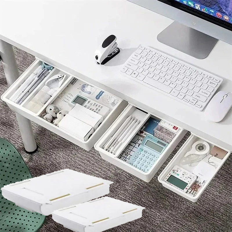 Home Office Desk With Drawers - Boîte de rangement dissimulée auto-adhésive, tiroir