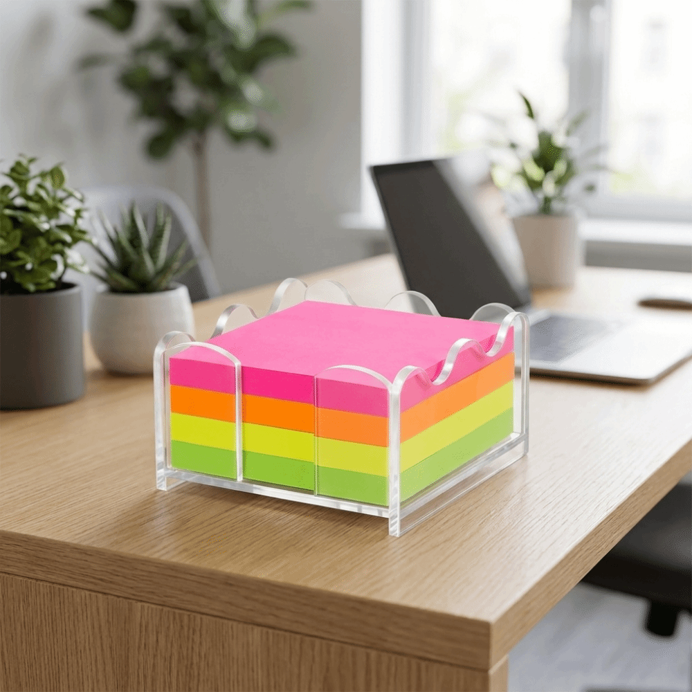 Sticky Note Dispenser - Porte-notes autocollants en acrylique festonné, bord