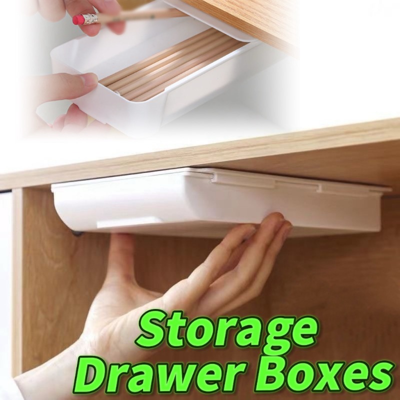 Home Office Desk With Drawers - Boîte de rangement auto-adhésive, plateau à