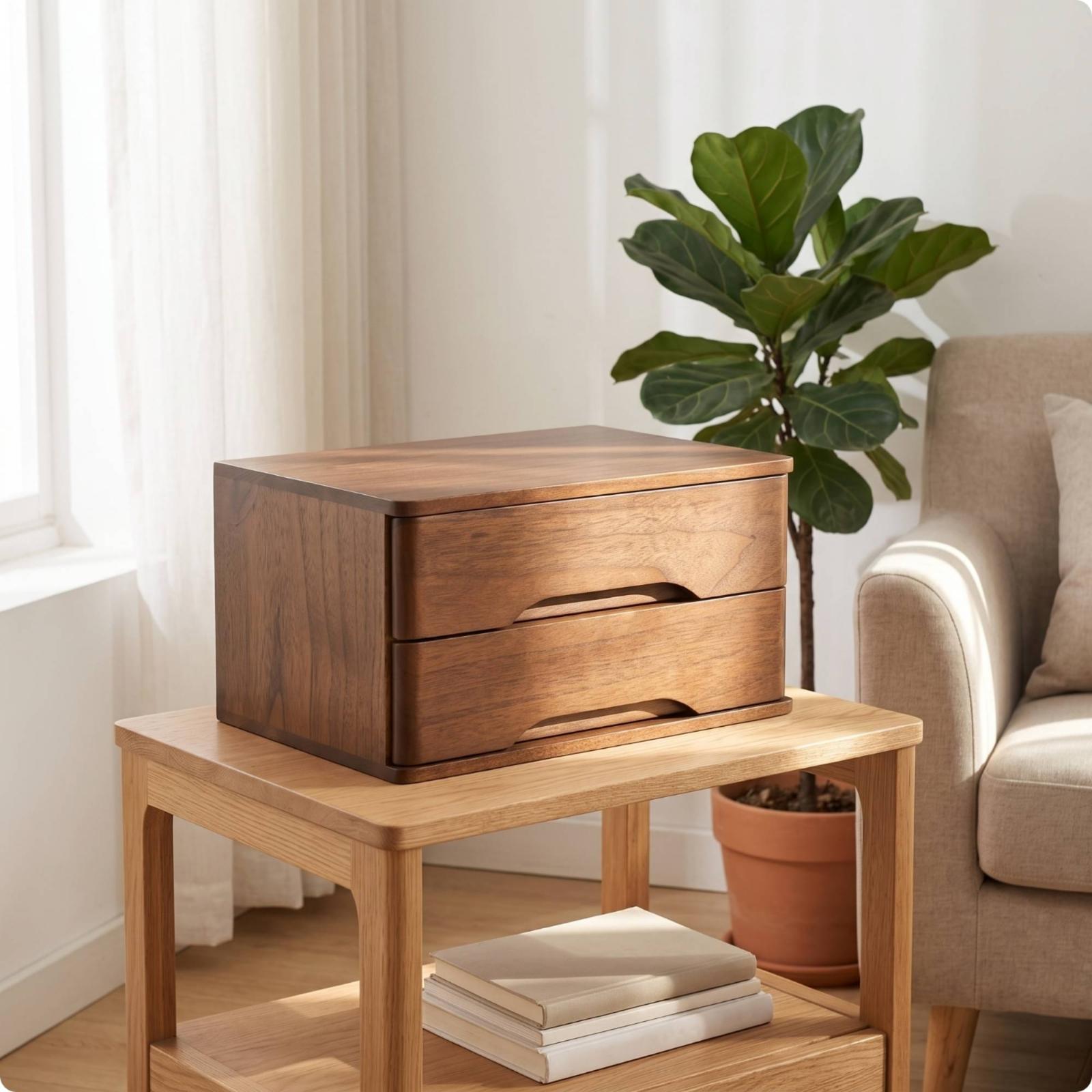 Boîte de rangement en bois pou - Home Office Desk With Drawers avis et prix